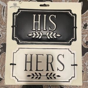 Black and White His and Hers Wall Plaques